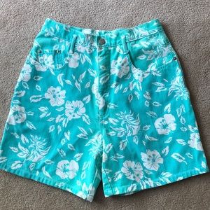 Mixed Blues green with white floral shorts